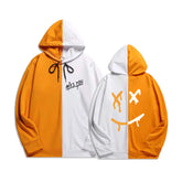 Unisex Miss You Printed Casual Loose Patchwork Hoodie